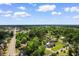 Aerial view of a neighborhood showcasing homes, tree-lined streets, and community features on a sunny day at 115 Ford Ave, Mullins, SC 29574