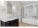 Bathroom with modern sink, vanity, and a luxurious steam shower at 115 Ford Ave, Mullins, SC 29574