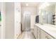 Bright bathroom featuring double sinks, a walk-in shower, and modern fixtures at 1367 Bermuda Grass Dr., Myrtle Beach, SC 29579