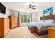 Bright main bedroom with carpet, ample closet space, and an ensuite bathroom at 1367 Bermuda Grass Dr., Myrtle Beach, SC 29579