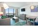 Lovely living room featuring modern furnishings and breathtaking ocean views from the balcony at 2401 S Ocean Blvd. # 557, Myrtle Beach, SC 29577