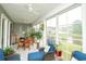 Screened porch with outdoor seating, lush plants, and lovely outdoor water views at 251 Juniata Loop, Little River, SC 29566