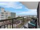 Overhead view from balcony of sandy beach, palm trees and ocean at 2710 N Ocean Blvd. # 402, Myrtle Beach, SC 29577