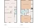 Layout of home showing the kitchen, bedrooms, living spaces, and bathroom locations at 3008 Church St. # D3, Myrtle Beach, SC 29577
