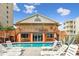 The pool has plenty of lounge chairs for relaxing and offers a great view of the beach at 4501 S Ocean Blvd., North Myrtle Beach, SC 29582