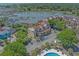 Aerial view of the condo complex shows the surrounding water, landscaping, and a red location marker at 501 Maison Dr. # G-7, Myrtle Beach, SC 29572