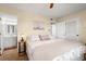 Bright bedroom with ceiling fan, and an ensuite bathroom at 5800 N Ocean Blvd. # 405, North Myrtle Beach, SC 29582