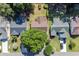 Aerial view of cozy single-Gathering homes with well-maintained yards and mature shade trees at 9569 Indigo Club Dr., Murrells Inlet, SC 29576
