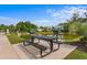 Outdoor picnic area with grills and views of a serene pond at 144 Puffin Dr. # 3C, Pawleys Island, SC 29585