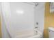 Bathroom featuring a bright tile-lined shower and clean white towels at 1501 S Ocean Blvd. # 1231, Myrtle Beach, SC 29577