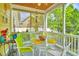 Cozy screened-in porch with a glass table, wicker chairs, and a view of the surrounding greenery at 305 Goddard Ln., Murrells Inlet, SC 29576