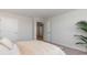 Bedroom features neutral walls, carpet and view of the open doorway to hall at 406 Glade Ct., Loris, SC 29569