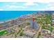 Aerial view of the property with an arrow pointing to the building with ocean view at 601 Mitchell Dr. # 806, Myrtle Beach, SC 29577