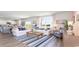 Open-concept living room and dining area with hardwood floors, white sofas, and large windows offering beautiful views at 738 Chazen Way, Longs, SC 29568