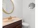 Clean bathroom featuring a granite countertop, decorative mirror and a modern sink faucet at 8207 Timber Ridge Rd., Conway, SC 29526