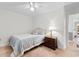Comfortable bedroom offers ceiling fan, hardwood floors, and a tranquil, inviting atmosphere at 8207 Timber Ridge Rd., Conway, SC 29526