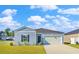 Charming single-story home with blue siding, an attached garage, and a well-manicured front lawn at 1004 Sentinel Ct., Little River, SC 29566