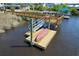 Waterfront dock features a gazebo and a wooden walkway, perfect for enjoying waterfront living at 107 Waterway Crossing Ct., Little River, SC 29566