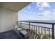 Relax on your condo's balcony with a full ocean view, plus a table and seating for your convenience at 1105 S Ocean Blvd. # 724, Myrtle Beach, SC 29577