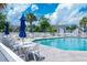 Community pool offers tables, chairs, and umbrellas for resident use on a sunny day at 111 Rose Water Loop, Myrtle Beach, SC 29588