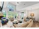 Bright living room with vaulted ceiling, large windows, and comfortable seating, open to the dining area at 1221 Tidewater Dr. # 2811, North Myrtle Beach, SC 29582