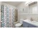 Well-lit bathroom features a shower/tub combo and a modern vanity with sink at 1891 Colony Dr. # 15 J, Surfside Beach, SC 29575