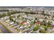 Aerial view of a residential neighborhood featuring homes with well-kept lawns and mature trees near a pond at 2191 Deerfield Ave., Surfside Beach, SC 29575
