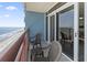 Relax on the balcony with chairs and admire the ocean view from this cozy balcony at 2201 South Ocean Blvd. # 1808, Myrtle Beach, SC 29577