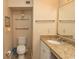 Bathroom with granite countertop, single sink, and toilet at 2507 S Ocean Blvd., North Myrtle Beach, SC 29582
