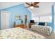 Spacious bedroom with vaulted ceiling, dresser, nightstand, and ceiling fan at 3700 Golf Colony Lane # 6J, Little River, SC 29566
