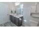 Bathroom with modern vanity, sleek fixtures, and a framed mirror at 395 Dunbarton Ln., Conway, SC 29526