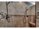 Walk-in shower featuring dual shower heads, bench seating, and decorative tile accents at 4260 Long Avenue Ext., Conway, SC 29526
