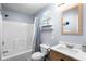 Bathroom featuring shower-tub, modern sink and grey walls at 6001 - 1820A S Kings Hwy., Myrtle Beach, SC 29575