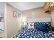 Cozy bedroom with beach themed decor and light blue walls at 6001 - 1820A S Kings Hwy., Myrtle Beach, SC 29575