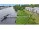 Scenic aerial view of waterway condos with a fishing pier, surrounded by lush greenery at 637 Waterway Village Blvd. # 13C, Myrtle Beach, SC 29579