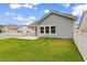 Spacious backyard with a white fence and well-kept lawn, creating a private outdoor space at 739 Harrison Mill St., Myrtle Beach, SC 29579