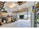 Organized garage featuring a convenient overhead storage lift at 1009 Oak Marsh Ln., North Myrtle Beach, SC 29582