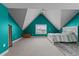 Bright bedroom with teal walls, carpet, and ceiling fan at 1325 Bermuda Grass Dr., Myrtle Beach, SC 29579