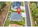 Birds eye view of a meticulously landscaped home with a patio for outdoor living at 1340 Jolly Roger Dr., North Myrtle Beach, SC 29582