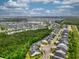 Overhead aerial view of the community showcasing the layout of homes, trees and neighborhood pond at 1444 Thames Ct., Myrtle Beach, SC 29577