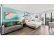 Bright bedroom with a comfortable bed, couch, and beach-themed decor creating a coastal escape at 2401 S Ocean Blvd. # 351, Myrtle Beach, SC 29577
