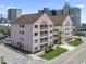 Aerial view of a multi-story condominium complex at 2710 South Ocean Blvd. # 208, Myrtle Beach, SC 29577