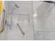 Luxurious walk-in shower featuring a rainfall showerhead and grab bars at 2710 South Ocean Blvd. # 208, Myrtle Beach, SC 29577