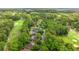 Aerial view of a golf course community with houses nestled among mature trees and a winding golf course at 2995 Woodberry Ct., Little River, SC 29566
