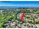 Aerial view of property highlighting corner lot location in a cul-de-sac at 4 Stillwater Ct., Murrells Inlet, SC 29576