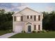 Charming two-story home with a manicured lawn, attached one-car garage, and inviting front entrance at 487 Sw Hewett Landing Dr., Supply, SC 28462