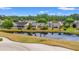 Aerial view of homes backing up to a scenic pond in a lush neighborhood at 535 Wildflower Trail, Myrtle Beach, SC 29579