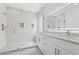 Bathroom featuring double vanity, shower, and modern fixtures at 535 Wildflower Trail, Myrtle Beach, SC 29579
