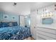 Comfortable bedroom with built-in drawers, double bed, and easy access to the bathroom at 6001 - 1805 S Kings Hwy., Myrtle Beach, SC 29575