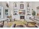 Warm living room featuring a fireplace, TV, built-in shelving, and comfortable seating with water views at 603 Sea Island Way, North Myrtle Beach, SC 29582
